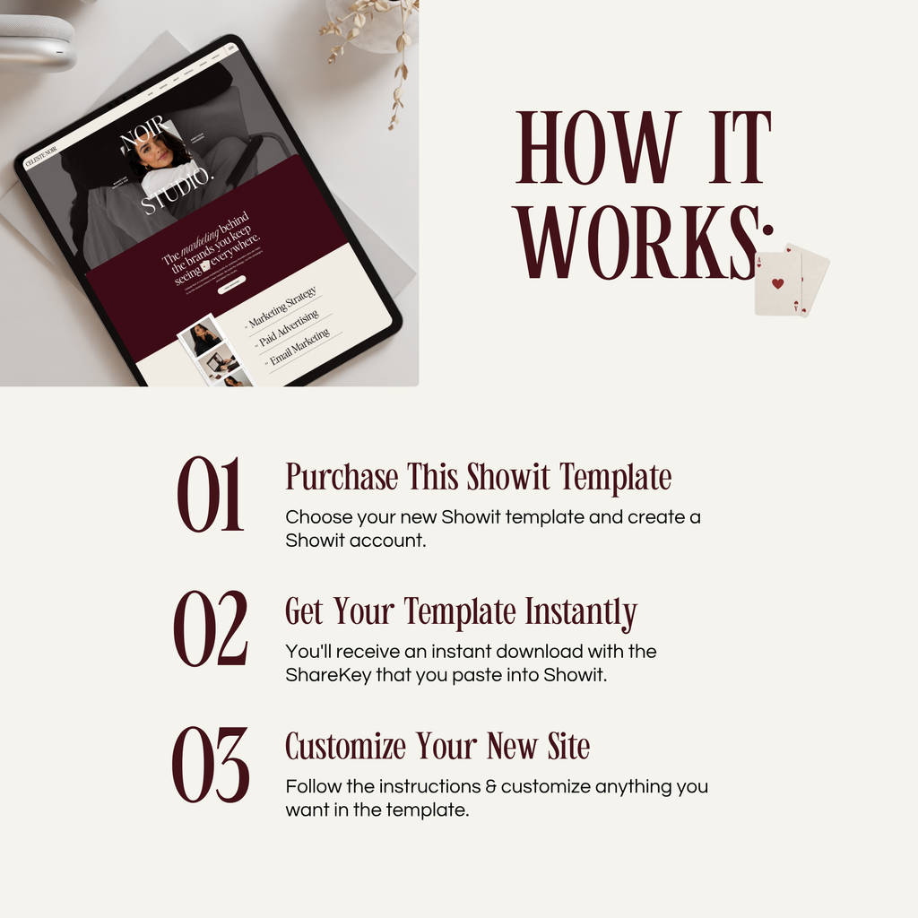 Celeste Noir Showit Template