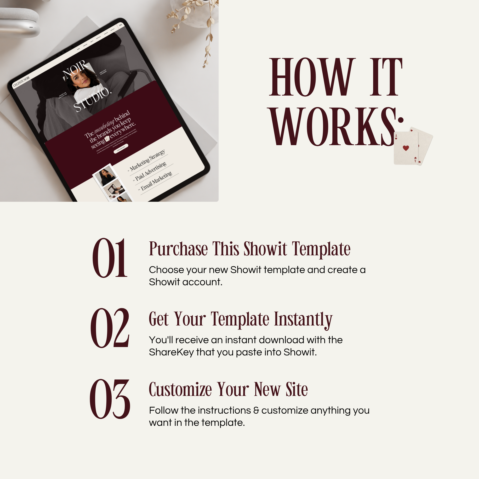 Celeste Noir Showit Template
