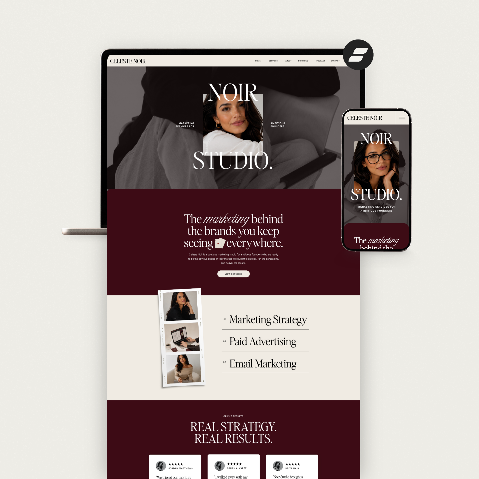 Celeste Noir Showit Template
