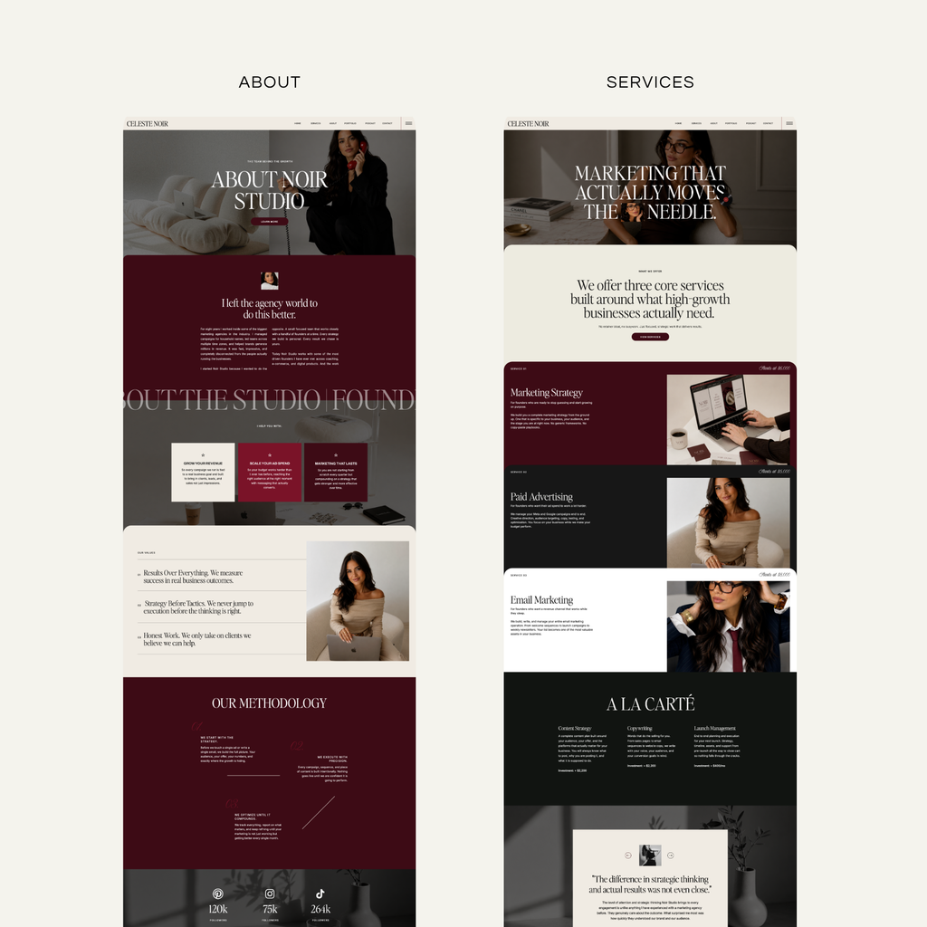 Celeste Noir Showit Template