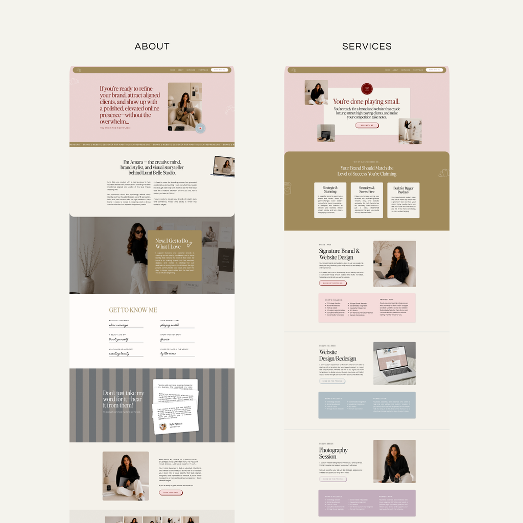 Lumi Belle Showit Template