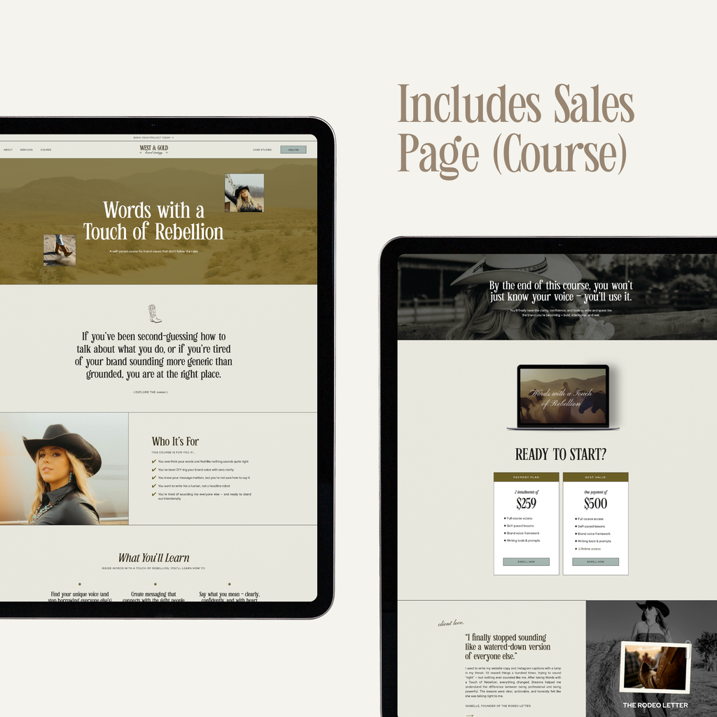 West & Gold Showit Template