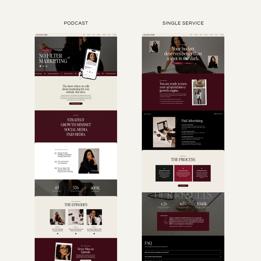 Celeste Noir Showit Template