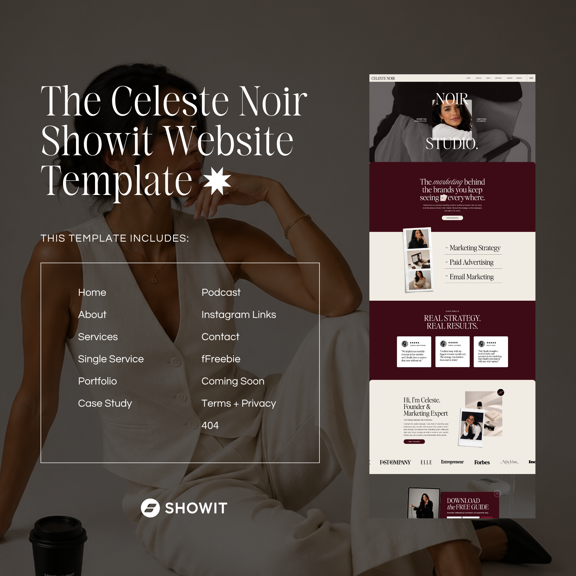 Celeste Noir Showit Template