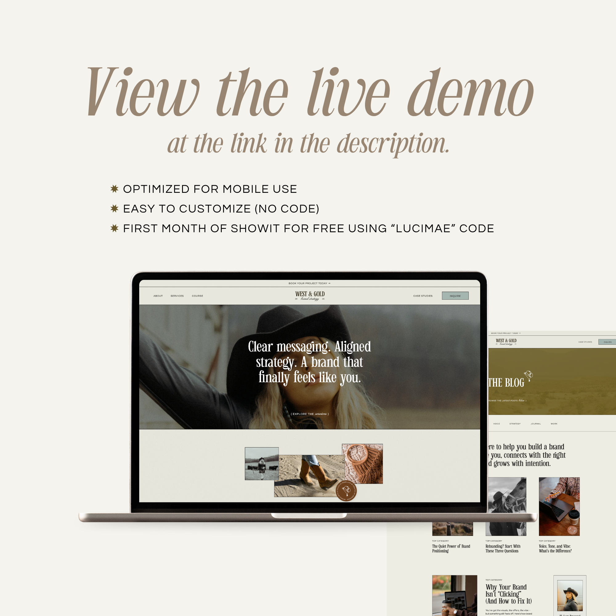 West & Gold Showit Template