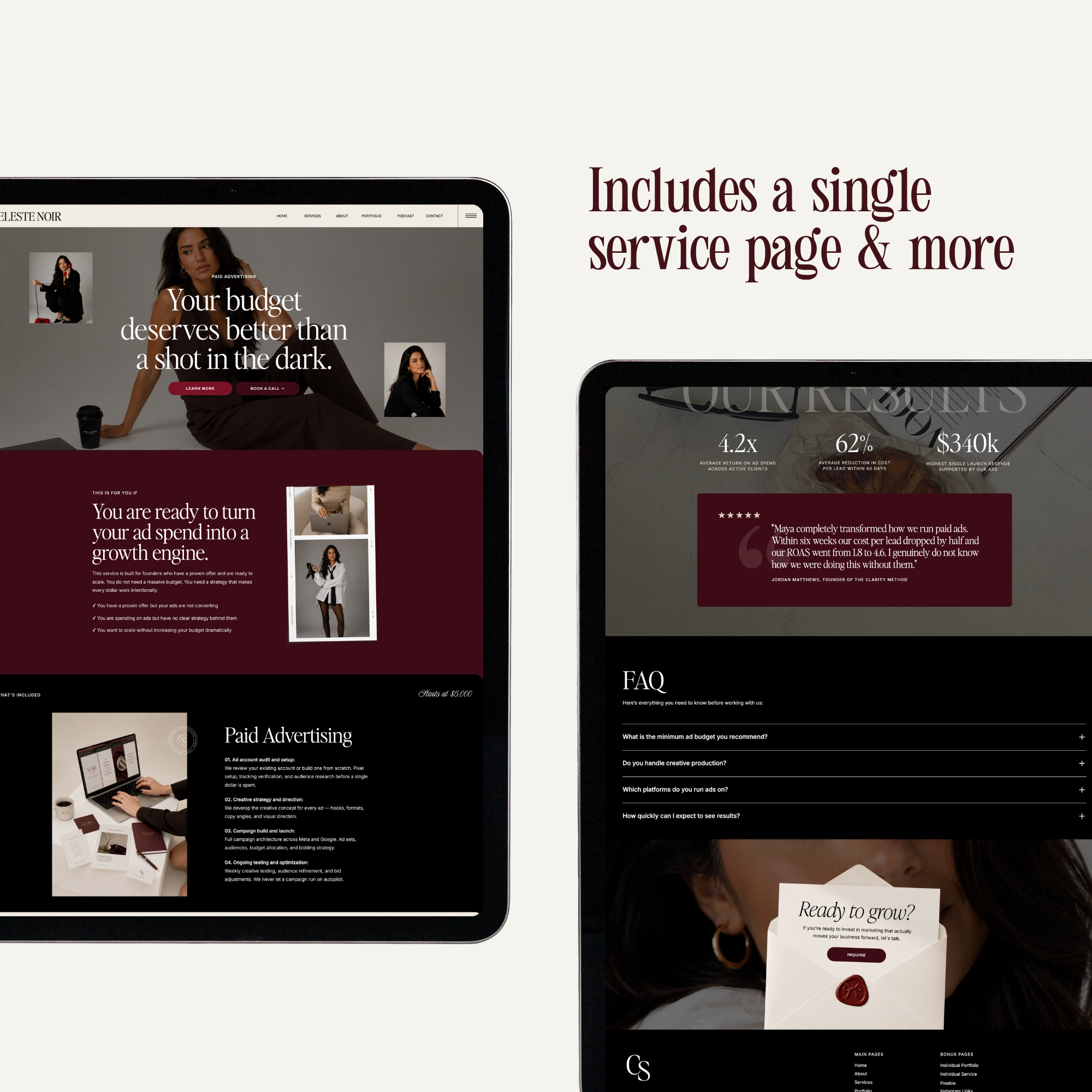 Celeste Noir Showit Template