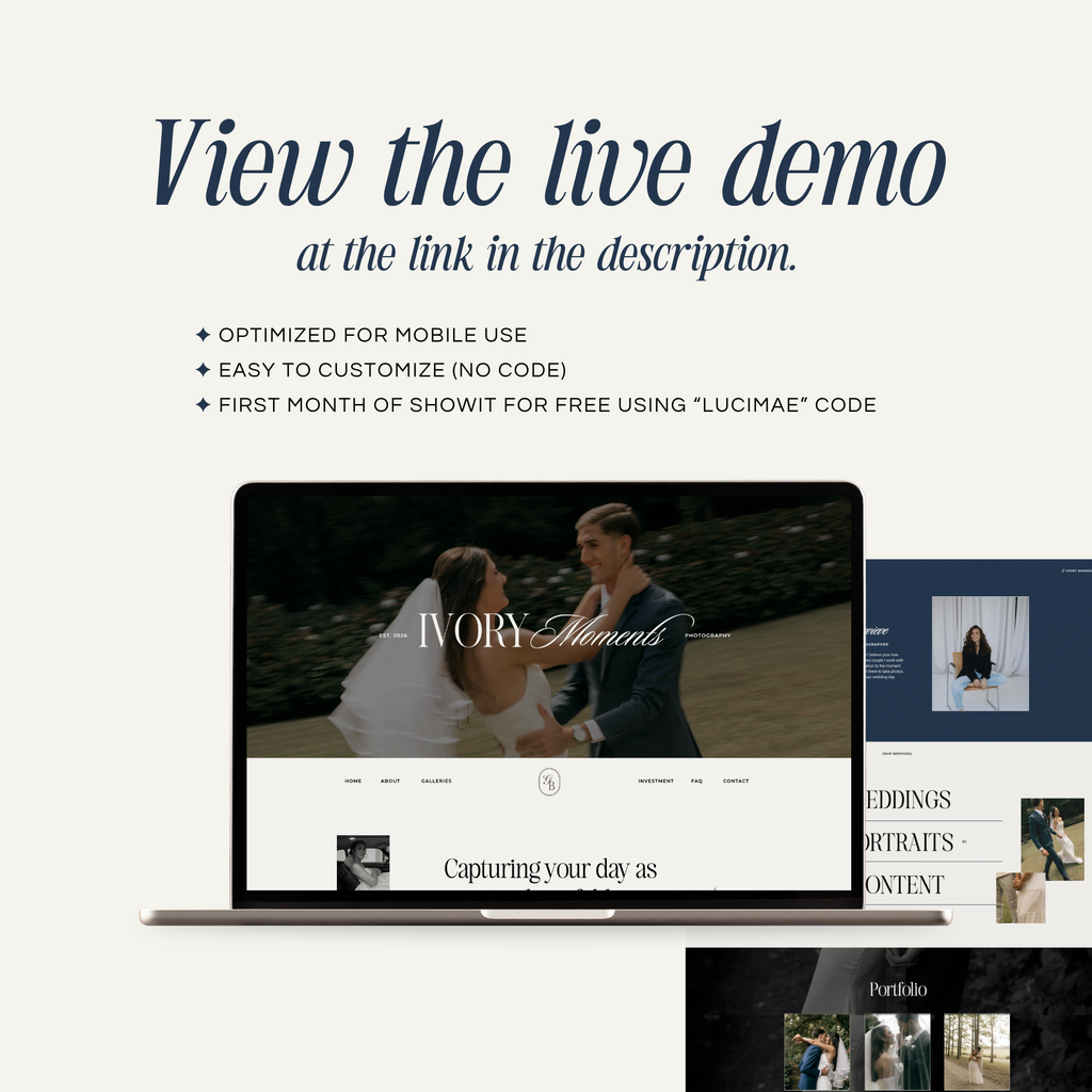 Ivory Moments Showit Template